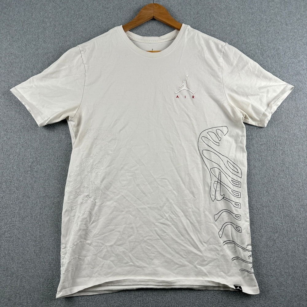 Jordan T-Shirt Mens L White Jumpman Air Graphic Embroidered Short Sleeve Tee
